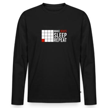 MAKE BEATS SLEEP REPEAT - Männer Premium Bio Langarmshirt - Schwarz - Vorne - Nico (187cm)