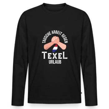 Tausche Arbeit gegen Texel Urlaub Nordholland - Männer Premium Bio Langarmshirt - Schwarz - Vorne - Nico (187cm)