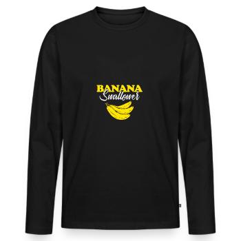 Banane hirondelle cadeau pervers pipe coup - T-shirt manches longues Premium bio Homme - noir - Devant - Nico (187cm)