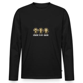 Trois singes ne parlent pas voir entendre Emoji - T-shirt manches longues Premium bio Homme - noir - Devant - Nico (187cm)