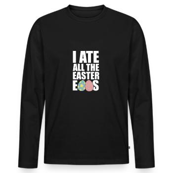 Oster Eier aufgegessen Geschenk Feier Hunger Essen - Männer Premium Bio Langarmshirt - Schwarz - Vorne - Nico (187cm)