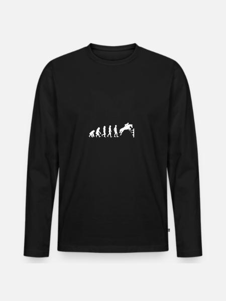 Evolution des Springreiten Pferd reiten Geschenk - Männer Premium Bio Langarmshirt - Schwarz