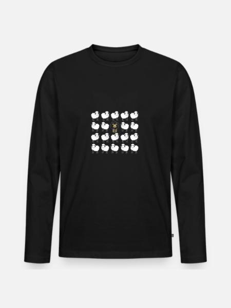 schwarzes Schaf Außenseiter Tier Geschenk Familie - Männer Premium Bio Langarmshirt - Schwarz