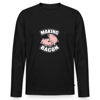 Ham Animal Pink Pigs Pig Bacon Gift - Men's Premium Organic Long Sleeve Shirt - black - Front - Nico (187cm)