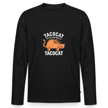 Katze Tacocat rückwärts heißt Tacocat Geschenk - Männer Premium Bio Langarmshirt - Schwarz - Vorne - Nico (187cm)