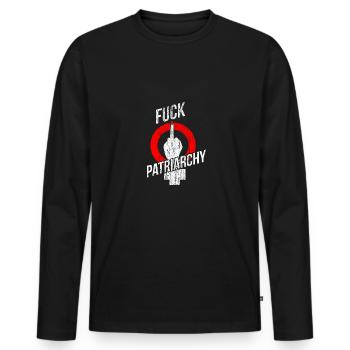 Fuck the patriarchy vintage socialism feminist - Men's Premium Organic Long Sleeve Shirt - black - Front - Nico (187cm)