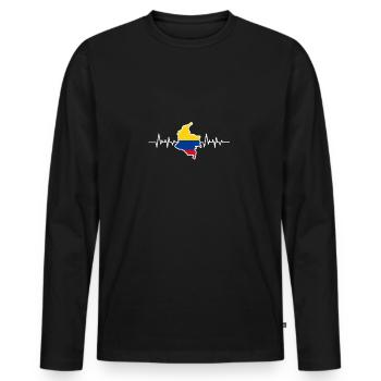Colombie - T-shirt manches longues Premium bio Homme - noir - Devant - Nico (187cm)