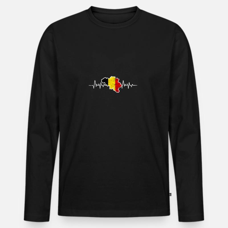 Belgien Flagge - Männer Premium Bio Langarmshirt - Schwarz