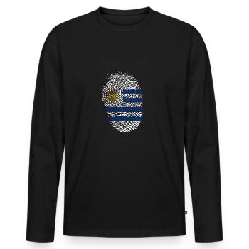 Uruguay - Men's Premium Organic Long Sleeve Shirt - black - Front - Nico (187cm)