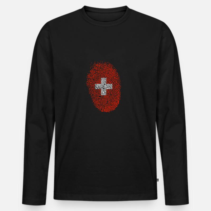 Schweiz - Männer Premium Bio Langarmshirt - Schwarz