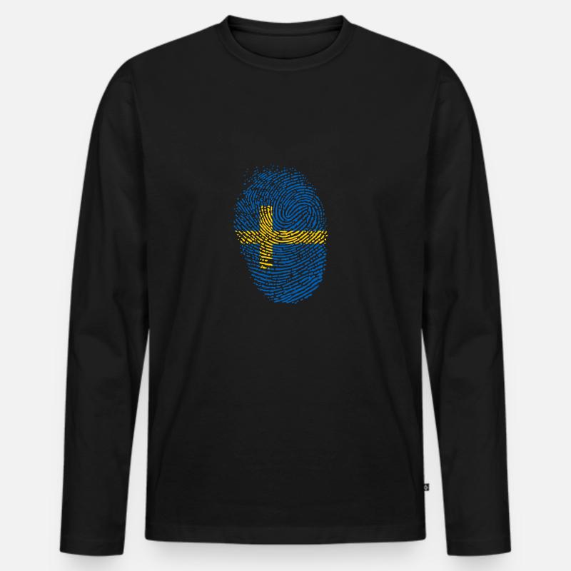 Schweden - Männer Premium Bio Langarmshirt - Schwarz