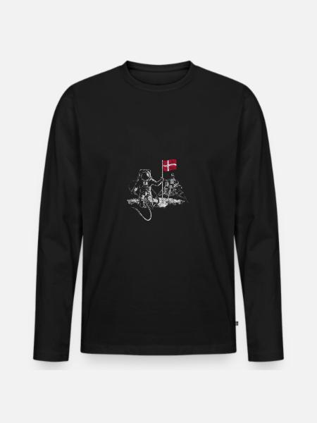 Moon Apollo Denmark - Männer Premium Bio Langarmshirt - Schwarz