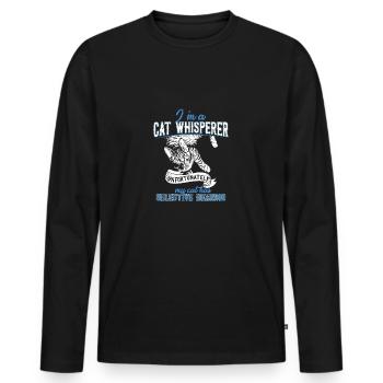 Chats cadeau chat chat dame animal amusement - T-shirt manches longues Premium bio Homme - noir - Devant - Nico (187cm)