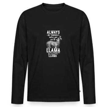 Lama animal cracher cadeau vintage zoo alpaga amusant - T-shirt manches longues Premium bio Homme - noir - Devant - Nico (187cm)