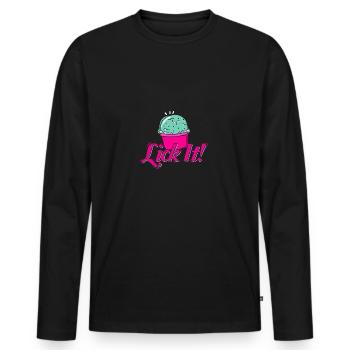 Eiscreme Eis lecker lecken Waffel essen Geschenk - Männer Premium Bio Langarmshirt - Schwarz - Vorne - Nico (187cm)