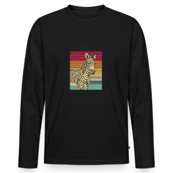 Zebra Retro Gift Animal Nature Safari Stripes. - Men's Premium Organic Long Sleeve Shirt - black - Front - Nico (187cm)