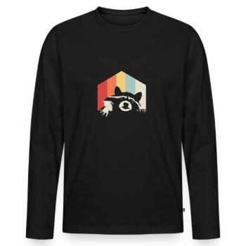 Raton laveur rétro coloré couleurs cadeau forêt nature - T-shirt manches longues Premium bio Homme - noir - Devant - Nico (187cm)