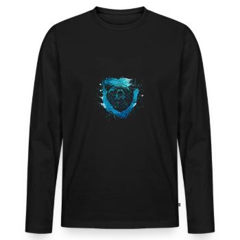 Aquarelle ours bleu animal nature cadeau vintage - T-shirt manches longues Premium bio Homme - noir - Devant - Nico (187cm)
