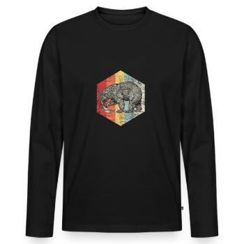Bär jagt Fisch Natur Wald Geschenk Tier Raubtier - Männer Premium Bio Langarmshirt - Schwarz - Vorne - Nico (187cm)