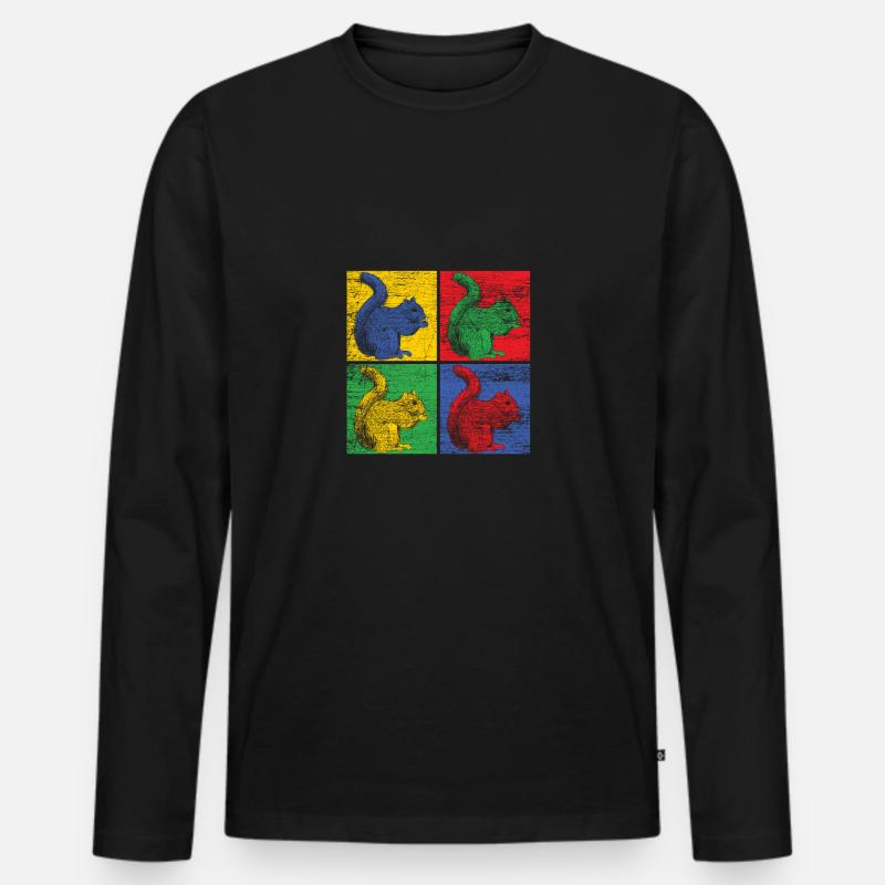 Eichhörnchen Nüsse Wald Baum Tier Geschenk vintage - Männer Premium Bio Langarmshirt - Schwarz