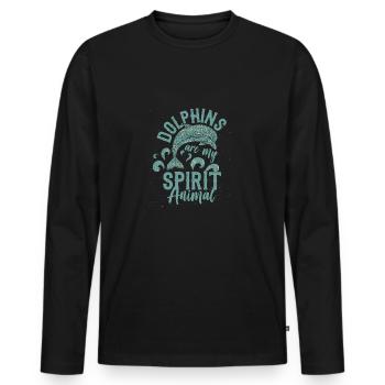 Créatures marines de baleine de dauphin - T-shirt manches longues Premium bio Homme - noir - Devant - Nico (187cm)