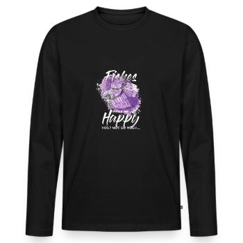Fisch Angeln Angler Tier Meer Ozean Geschenk - Männer Premium Bio Langarmshirt - Schwarz - Vorne - Nico (187cm)