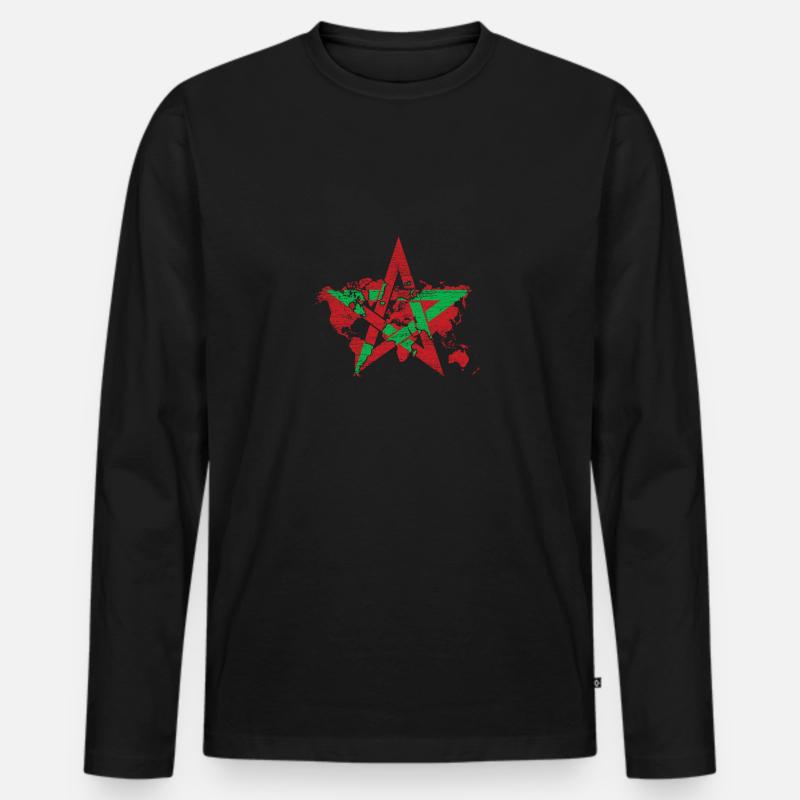 Marokko - Männer Premium Bio Langarmshirt - Schwarz