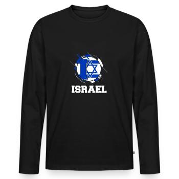Israel - Men's Premium Organic Long Sleeve Shirt - black - Front - Nico (187cm)