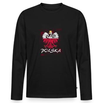 Pologne - T-shirt manches longues Premium bio Homme - noir - Devant - Nico (187cm)
