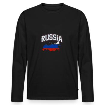 Russie - T-shirt manches longues Premium bio Homme - noir - Devant - Nico (187cm)