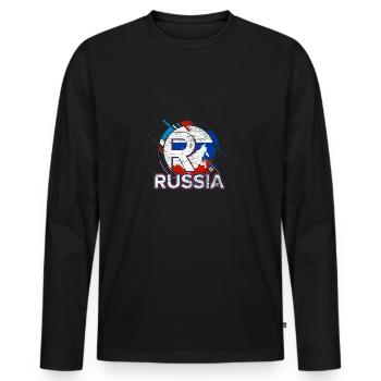 Russie - T-shirt manches longues Premium bio Homme - noir - Devant - Nico (187cm)