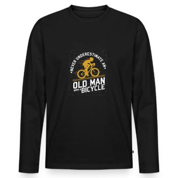 Bicycle grandpa pension cycling cycling retirement - Men's Premium Organic Long Sleeve Shirt - black - Front - Nico (187cm)