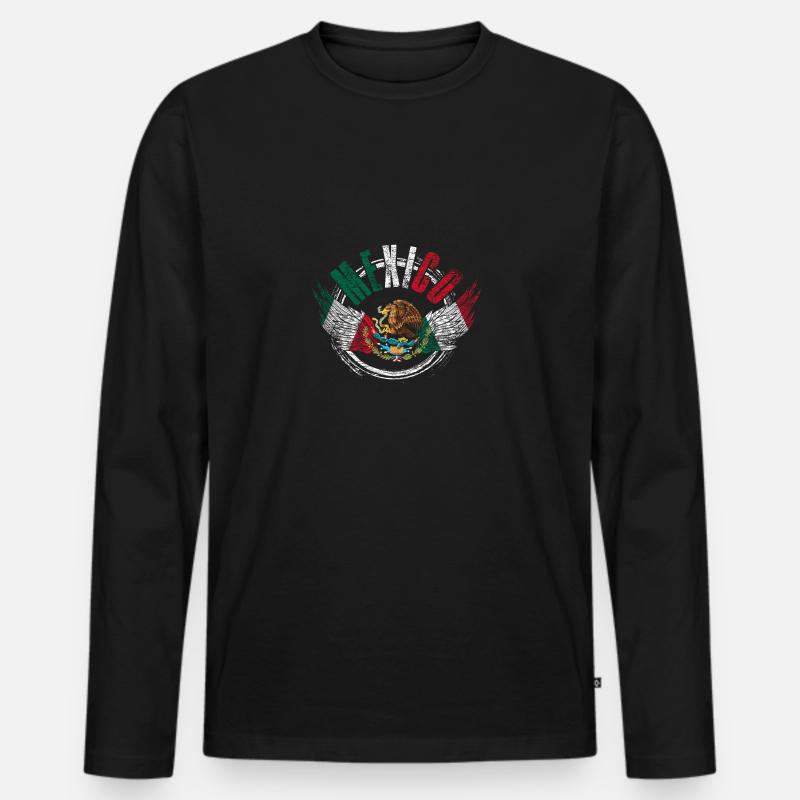Mexiko - Männer Premium Bio Langarmshirt - Schwarz