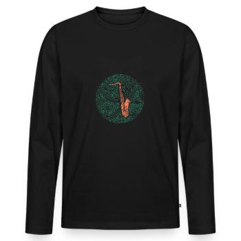 Saxofon - Männer Premium Bio Langarmshirt - Schwarz - Vorne - Nico (187cm)