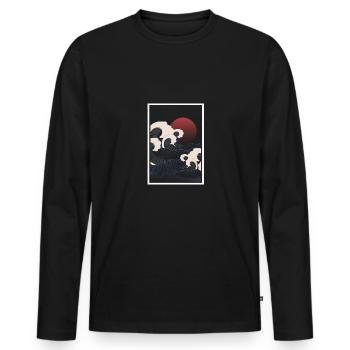 Japan - Men's Premium Organic Long Sleeve Shirt - black - Front - Nico (187cm)