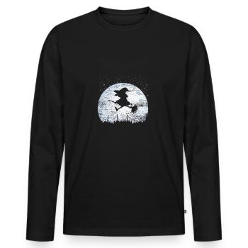 Balai de sorcière cadeau magique de balai de sorcière - T-shirt manches longues Premium bio Homme - noir - Devant - Nico (187cm)