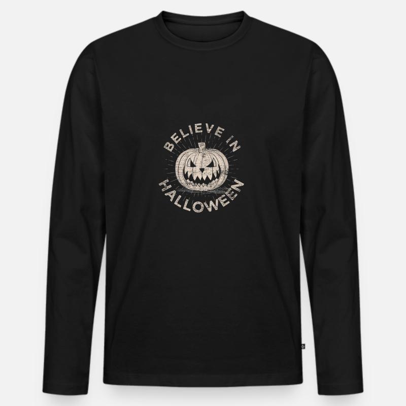 Halloween - Männer Premium Bio Langarmshirt - Schwarz