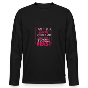 I am a beast and train hard woman vintage - Men's Premium Organic Long Sleeve Shirt - black - Front - Nico (187cm)