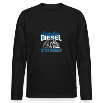 diesel - Men's Premium Organic Long Sleeve Shirt - black - Front - Nico (187cm)