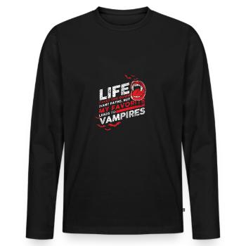 vampire - Men's Premium Organic Long Sleeve Shirt - black - Front - Nico (187cm)