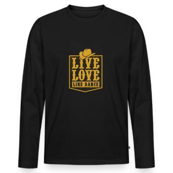 line dance - Men's Premium Organic Long Sleeve Shirt - black - Front - Nico (187cm)