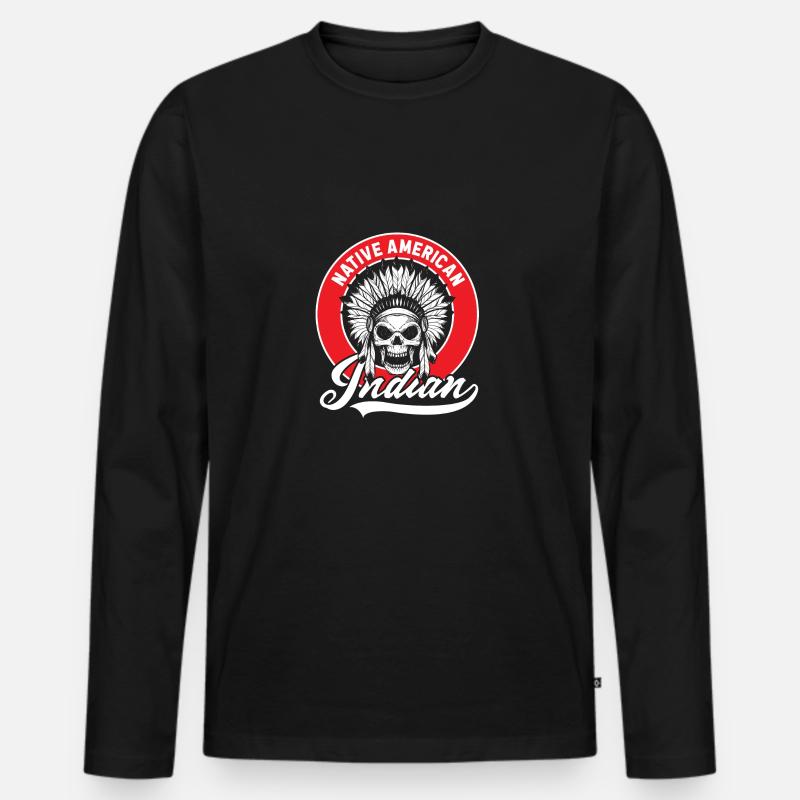 Indianer - Männer Premium Bio Langarmshirt - Schwarz