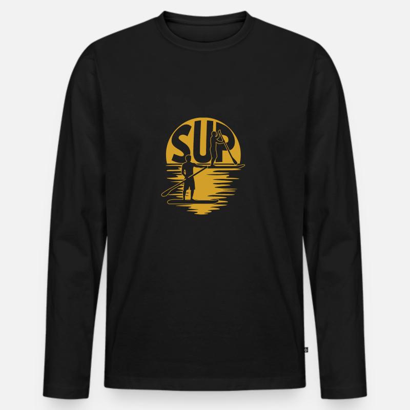 SUP Stand UP Paddle - Männer Premium Bio Langarmshirt - Schwarz