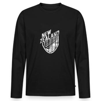 Neuseeland - Männer Premium Bio Langarmshirt - Schwarz - Vorne - Nico (187cm)