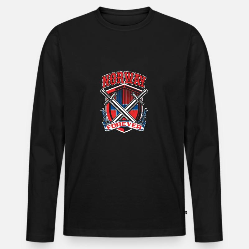 Norwegen - Männer Premium Bio Langarmshirt - Schwarz