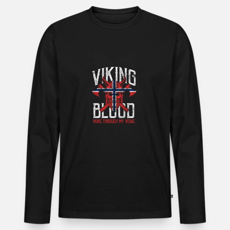 Wikinger - Männer Premium Bio Langarmshirt - Schwarz