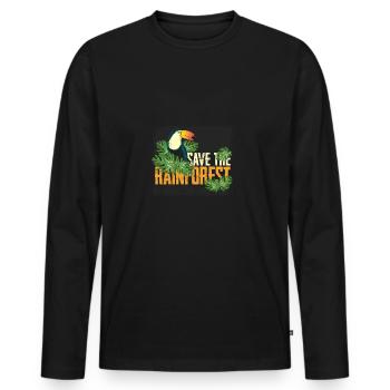 Sauver la forêt tropicale - T-shirt manches longues Premium bio Homme - noir - Devant - Nico (187cm)
