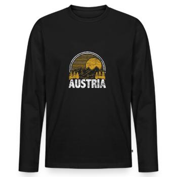 Autriche - T-shirt manches longues Premium bio Homme - noir - Devant - Nico (187cm)