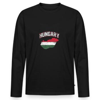 Hungary - Men's Premium Organic Long Sleeve Shirt - black - Front - Nico (187cm)