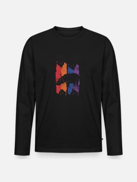 hippopotamus - Men's Premium Organic Long Sleeve Shirt - black